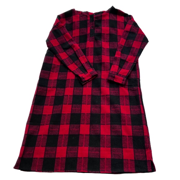 Coat Dress Buffalo Check Long With Hood Size XL Back & Red Plaid Pull On Henley - Picture 5 of 7